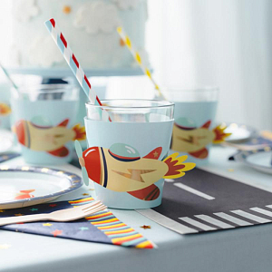 Рукава на стаканы Party Deco "Самолет", 6 шт